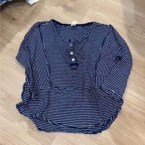 We The Free Blue Striped Button Down Shirt